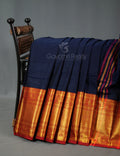 Kalanetha Navy Blue With Zari Kanchi Style Pure Narayanpet Cotton Saree By Gayathri Reddy Designer Studio