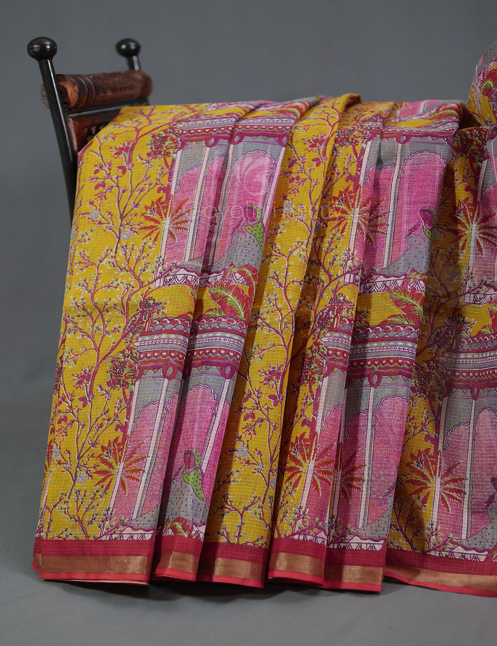 Light Yellow Colour With Orange Blouse Cotton Brasso Saree By Gayathri Reddy Designer Studio