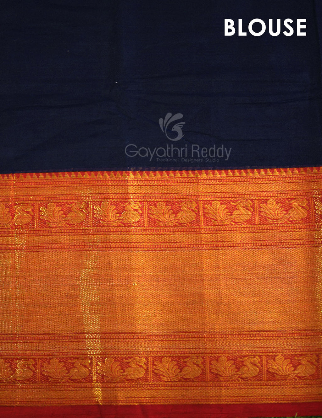 Kalanetha Navy Blue With Zari Kanchi Style Pure Narayanpet Cotton Saree By Gayathri Reddy Designer Studio