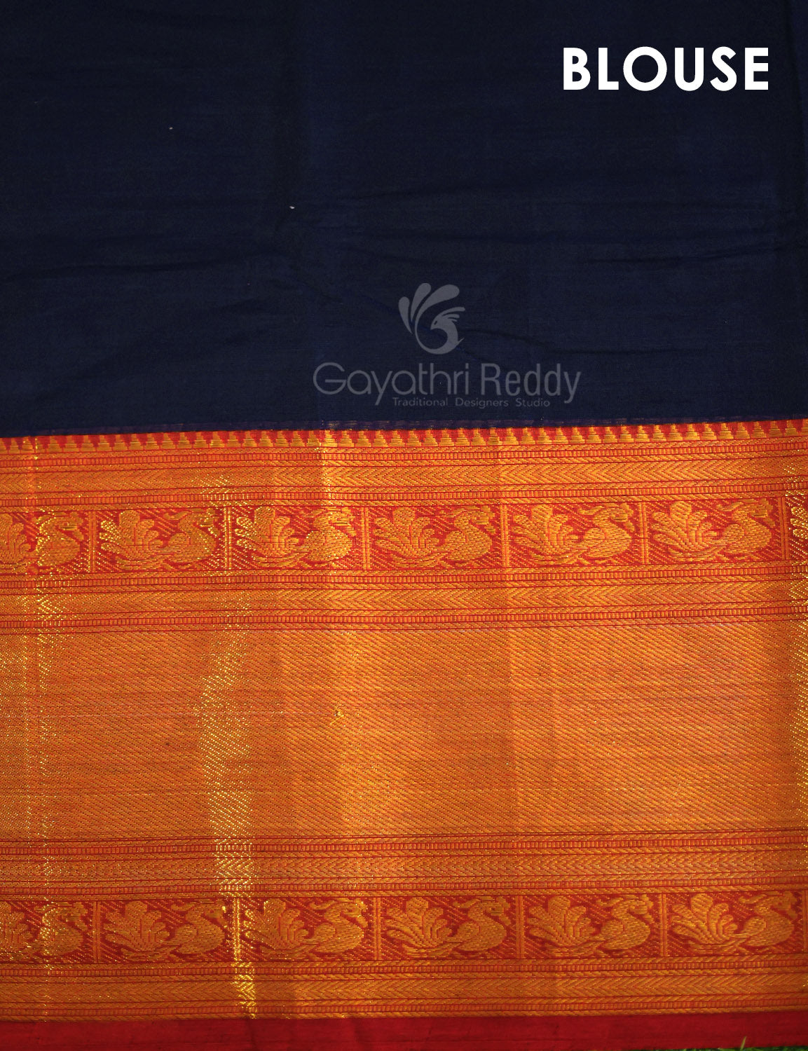 Kalanetha Navy Blue With Zari Kanchi Style Pure Narayanpet Cotton Saree By Gayathri Reddy Designer Studio
