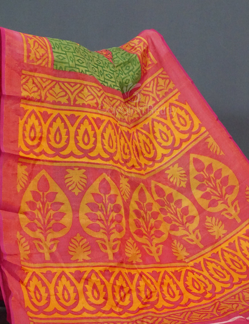 Leaf Green Colour With Baby Pink Blouse Cotton Brasso Saree By Gayathri Reddy Designer Studio