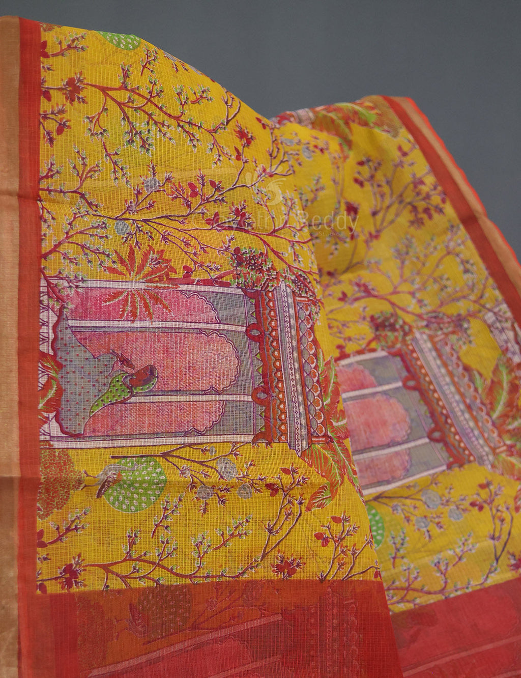 Light Yellow Colour With Orange Blouse Cotton Brasso Saree By Gayathri Reddy Designer Studio