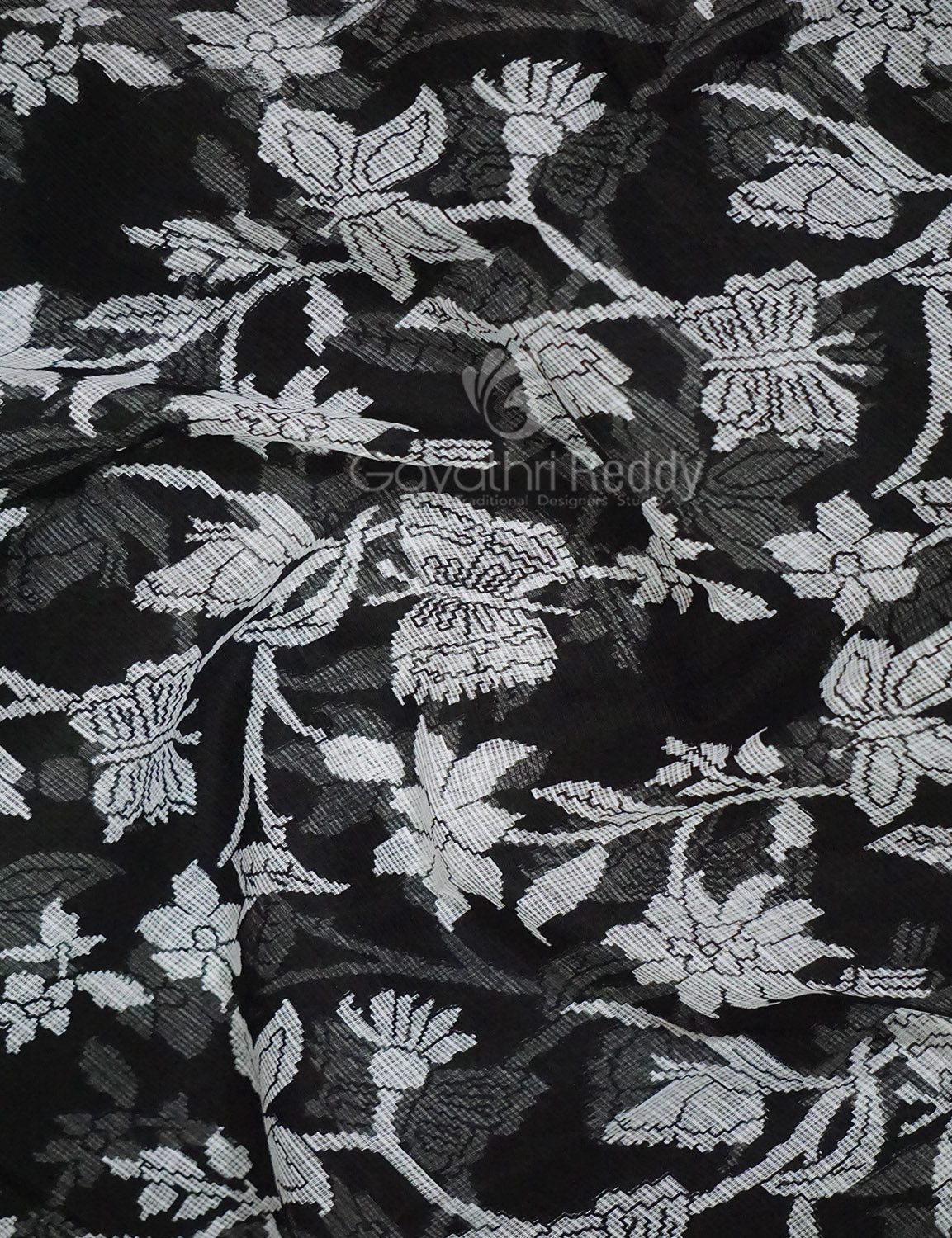 Black And White Colour Block Print Pure Kota Cotton Saree By Gayathri Reddy Designer Studio