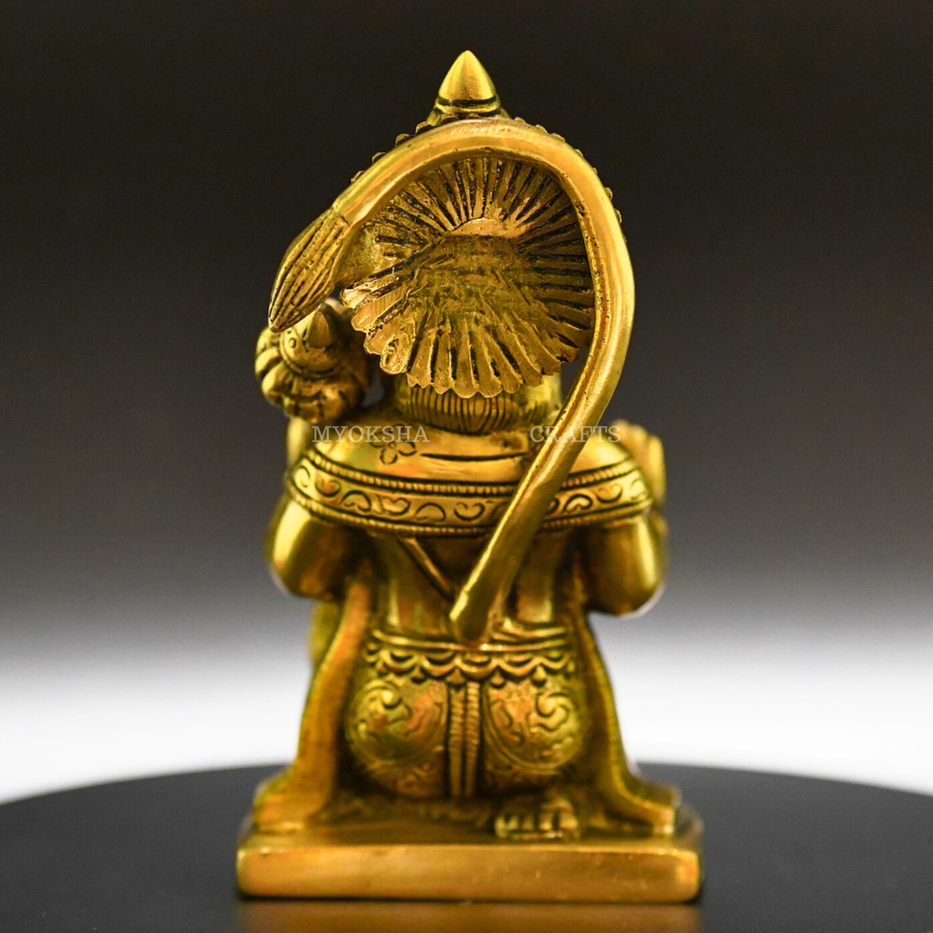 Sacred Guardian Antique Hanuman Blessing Brass Idol - A Divine Remembrance
