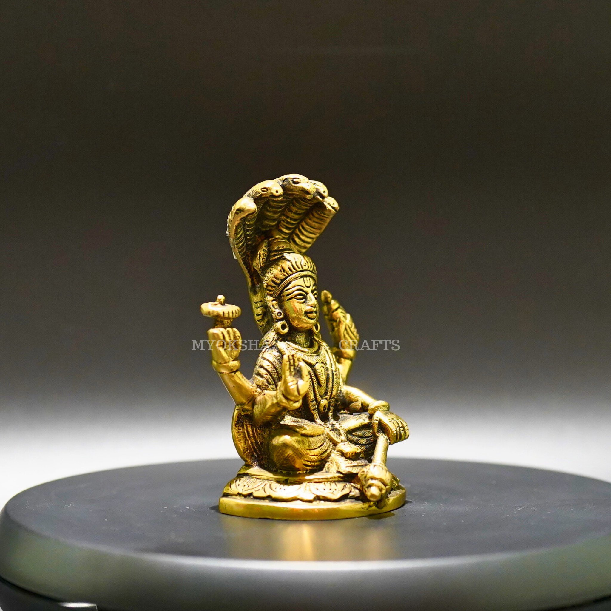 Brass Vishnu with Seshnag - Divine Protector and Sustainer of the Universe