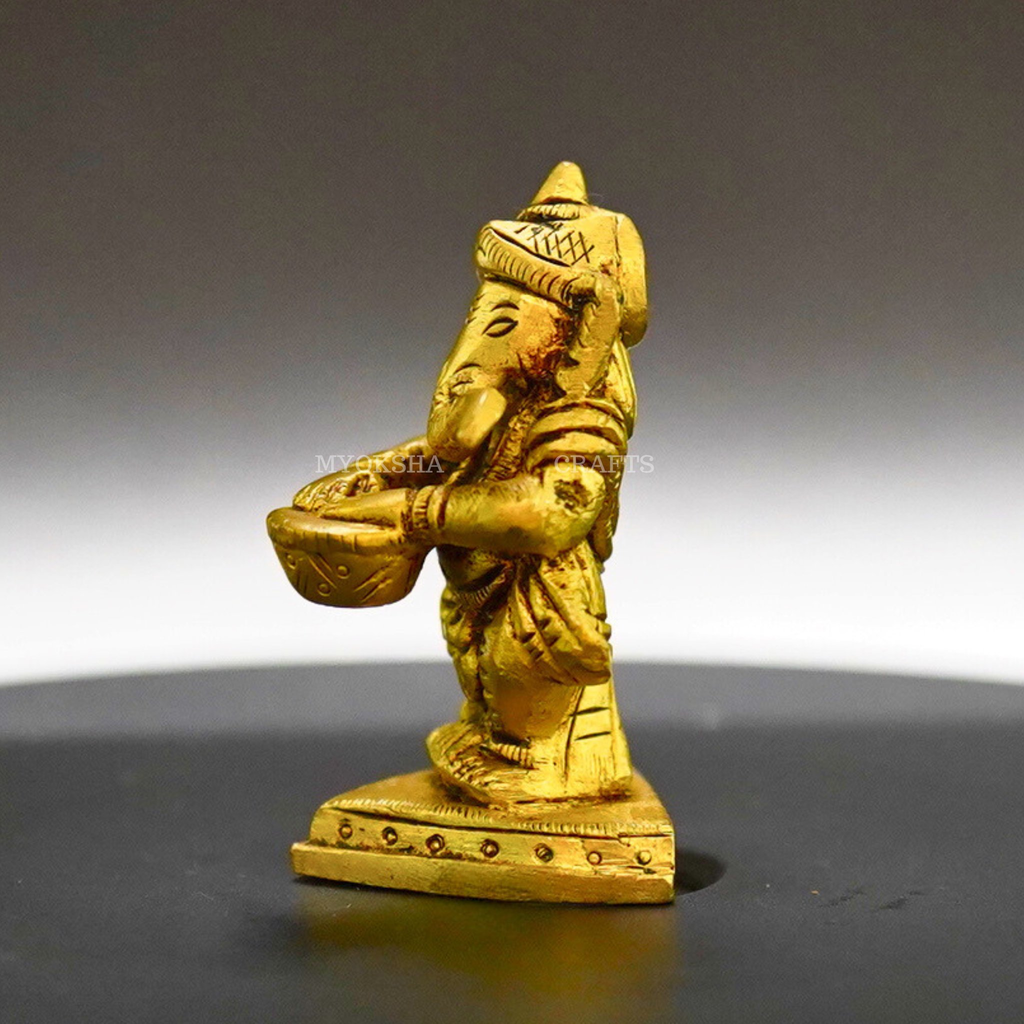 Ganesha Playing Drums Brass Idol – Perfect for Devotees