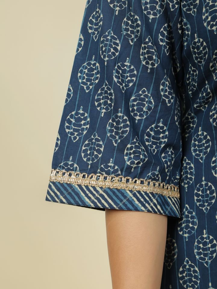 Aramya Straight Soft Cotton Block Print Women's Kurta - Blue