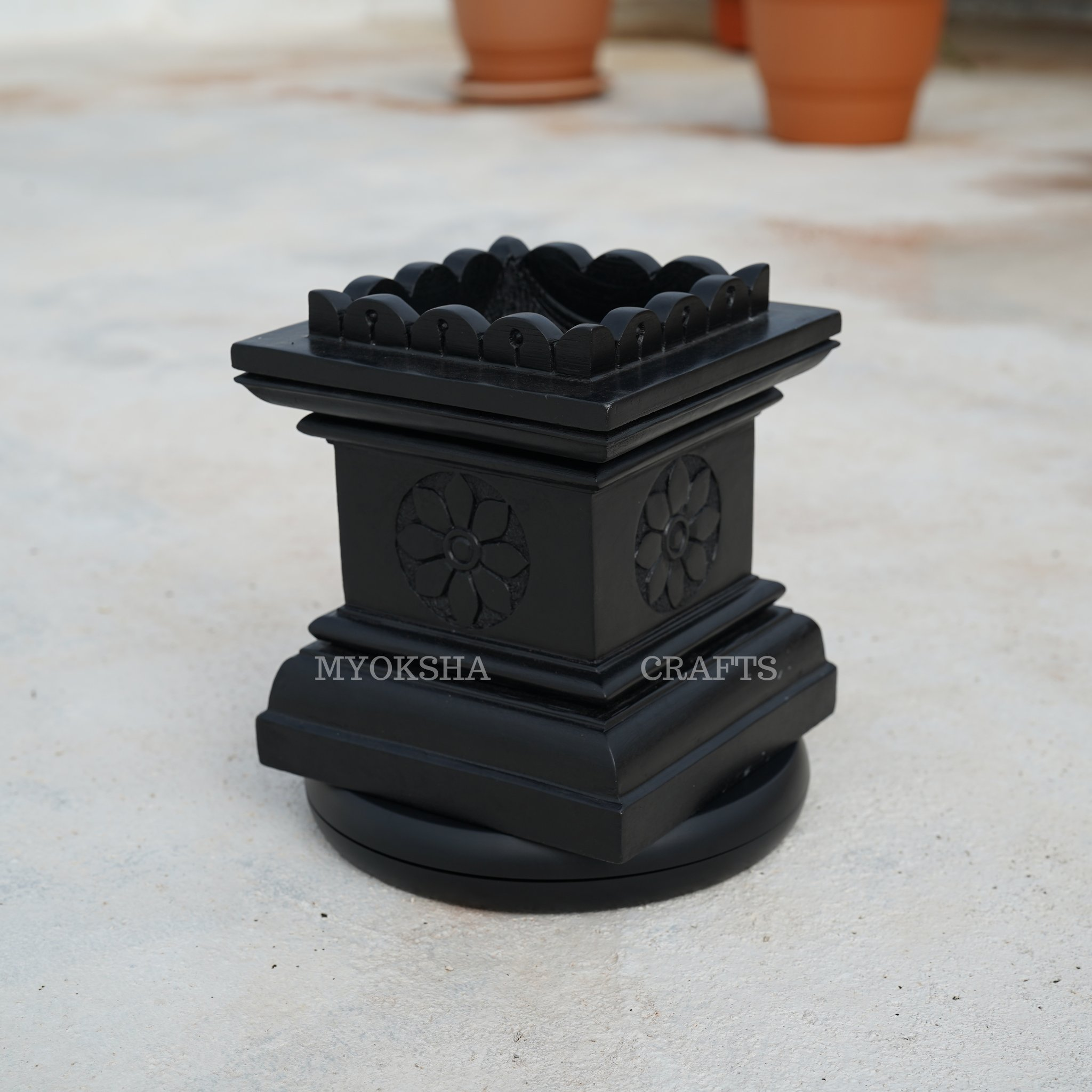 Tulsi Pot made of Black Stone (Krishnashila)