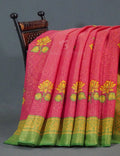 Baby Pink Colour With Leaf Green Blouse Cotton Brasso Saree By Gayathri Reddy Designer Studio