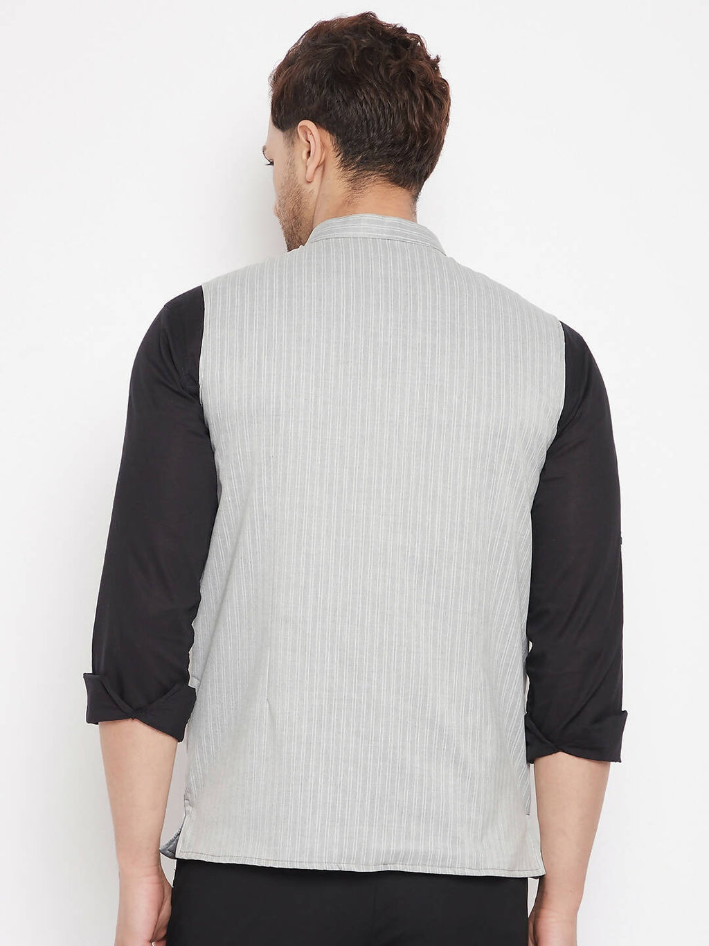 Even Apparels Grey Merino Men Woven Nehru Jacket BF681
