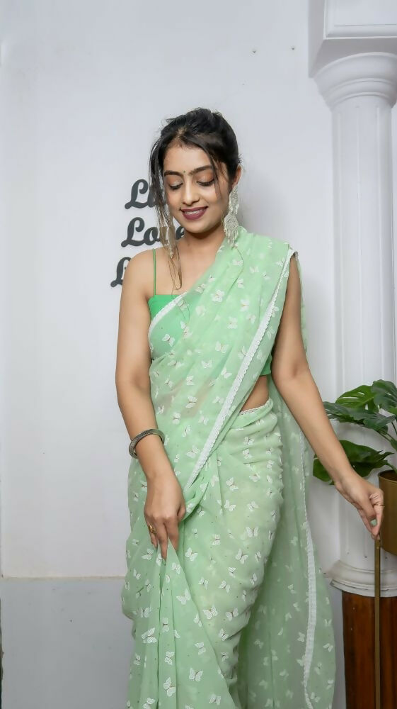 Vamsee Patangiyu Green Georgette Saree