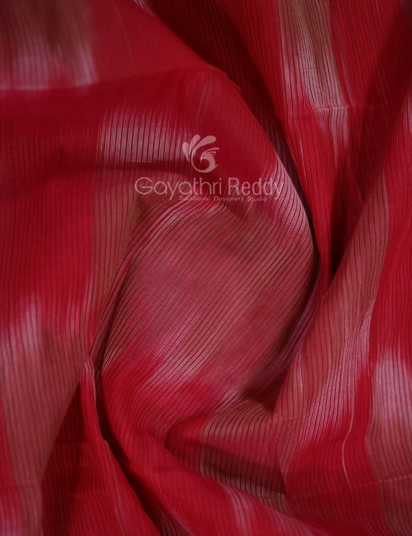 Dual Shades of Peach Pink Mangalagiri Ikkat Cotton Saree By Gayathri Reddy Designer Studio