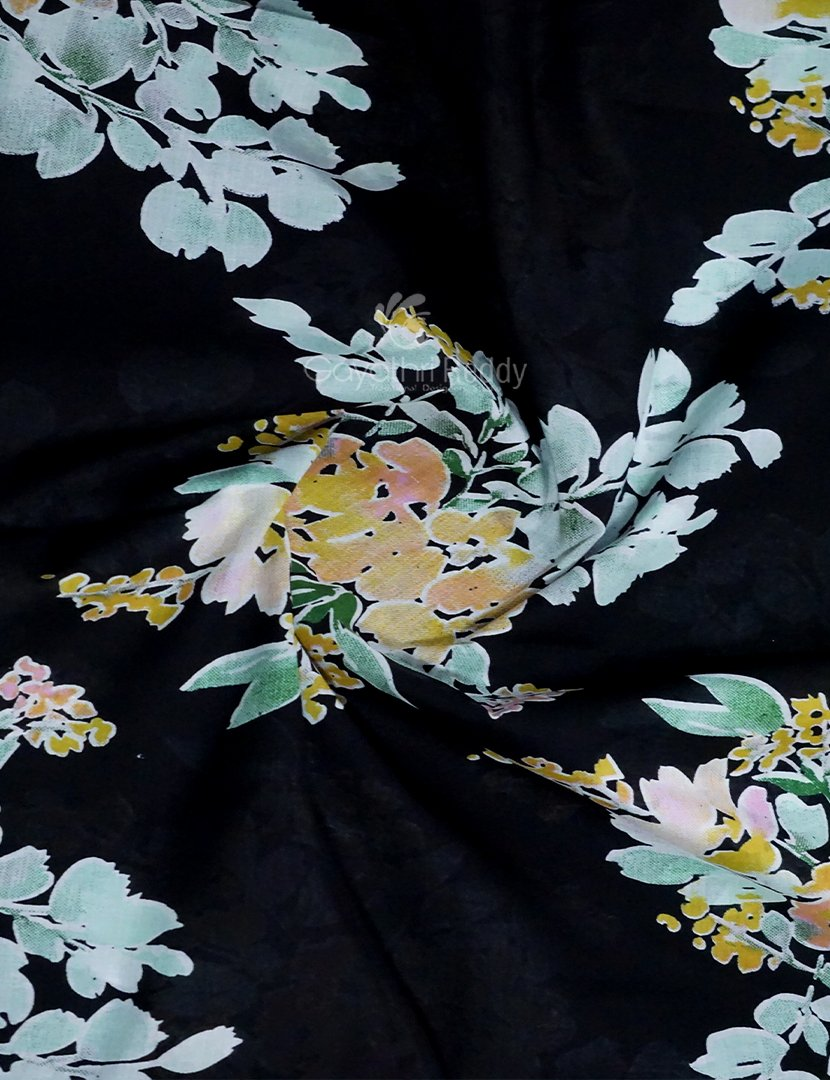 Black Colour Block Print Pure Mulmul Cotton Saree By Gayathri Reddy Designer Studio