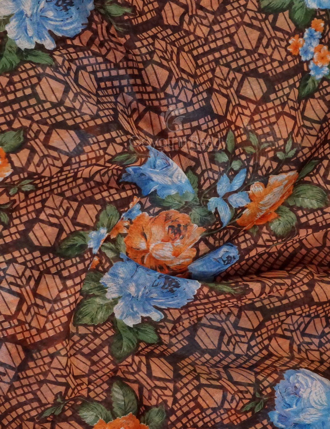 Shades of Dark Dry Mehendi Colour Floral Design Semi Chanderi Saree By Gayathri Reddy Designer Studio
