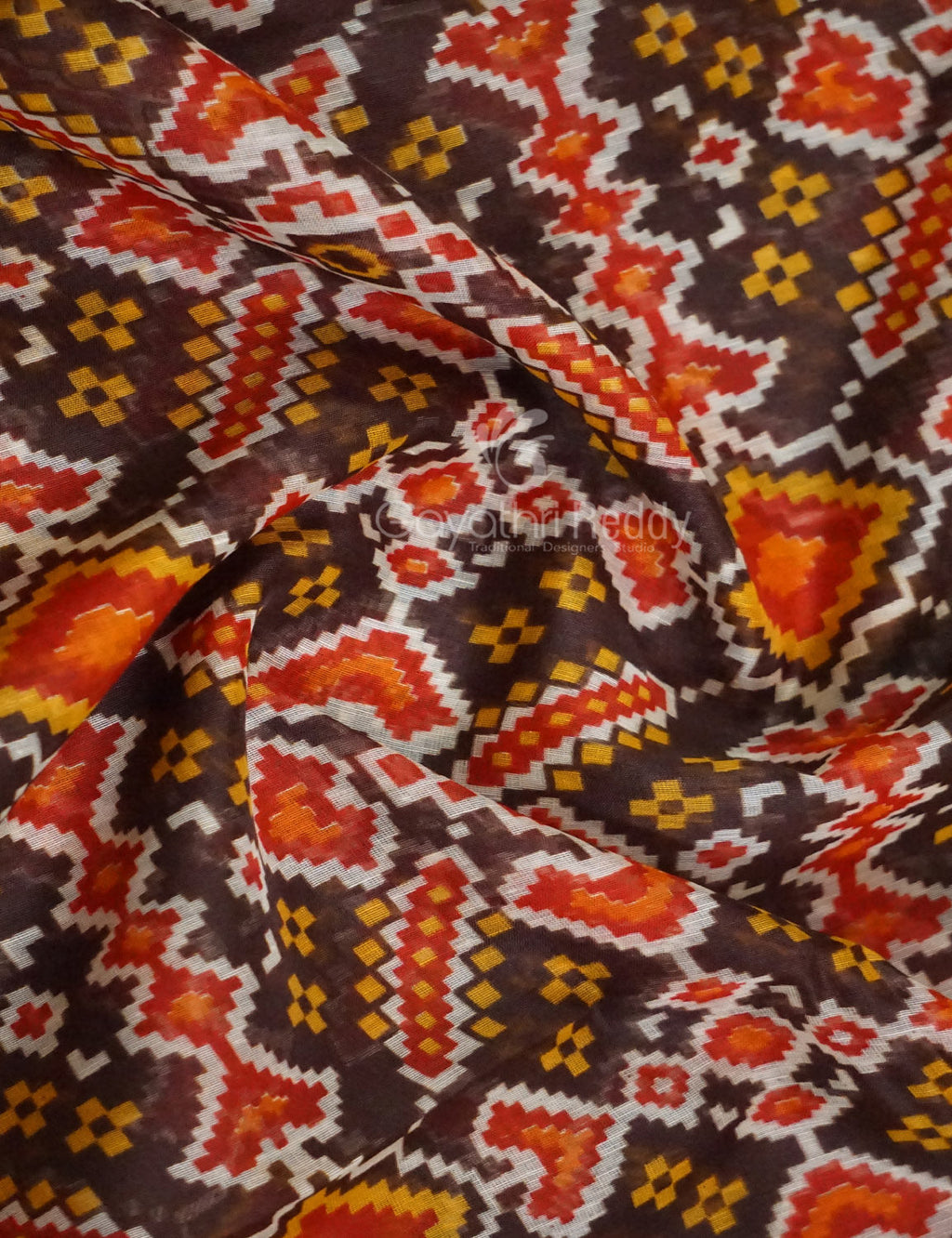 Shades of Brown Colour Patola Print Semi Chanderi Saree By Gayathri Reddy Designer Studio
