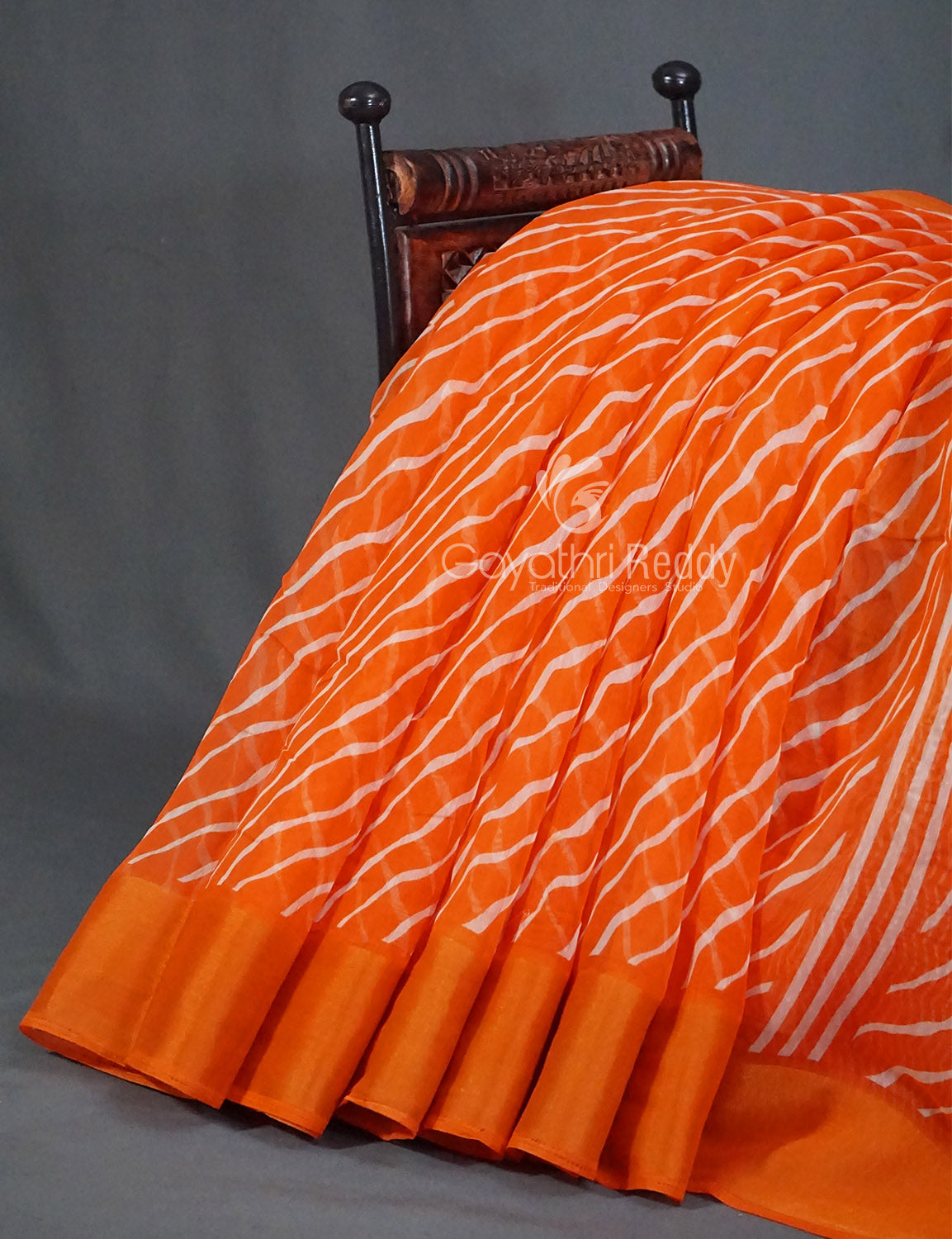 Shades of Orange with Lehariya Design Semi Chanderi Saree By Gayathri Reddy Designer Studio