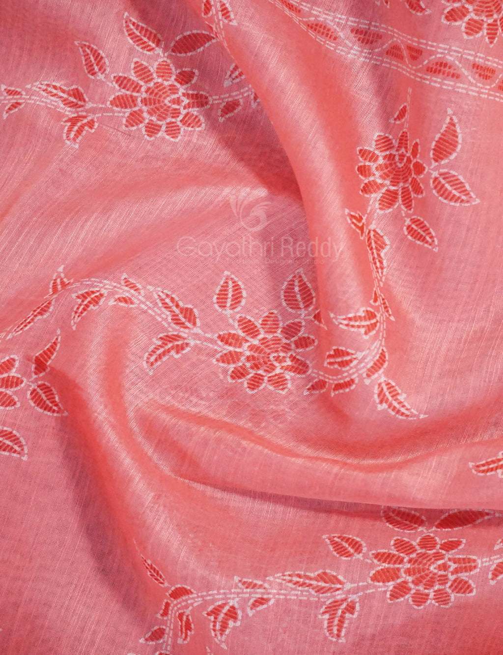 Shades of Light Peach Colour Floral Print Semi Chanderi Saree By Gayathri Reddy Designer Studio
