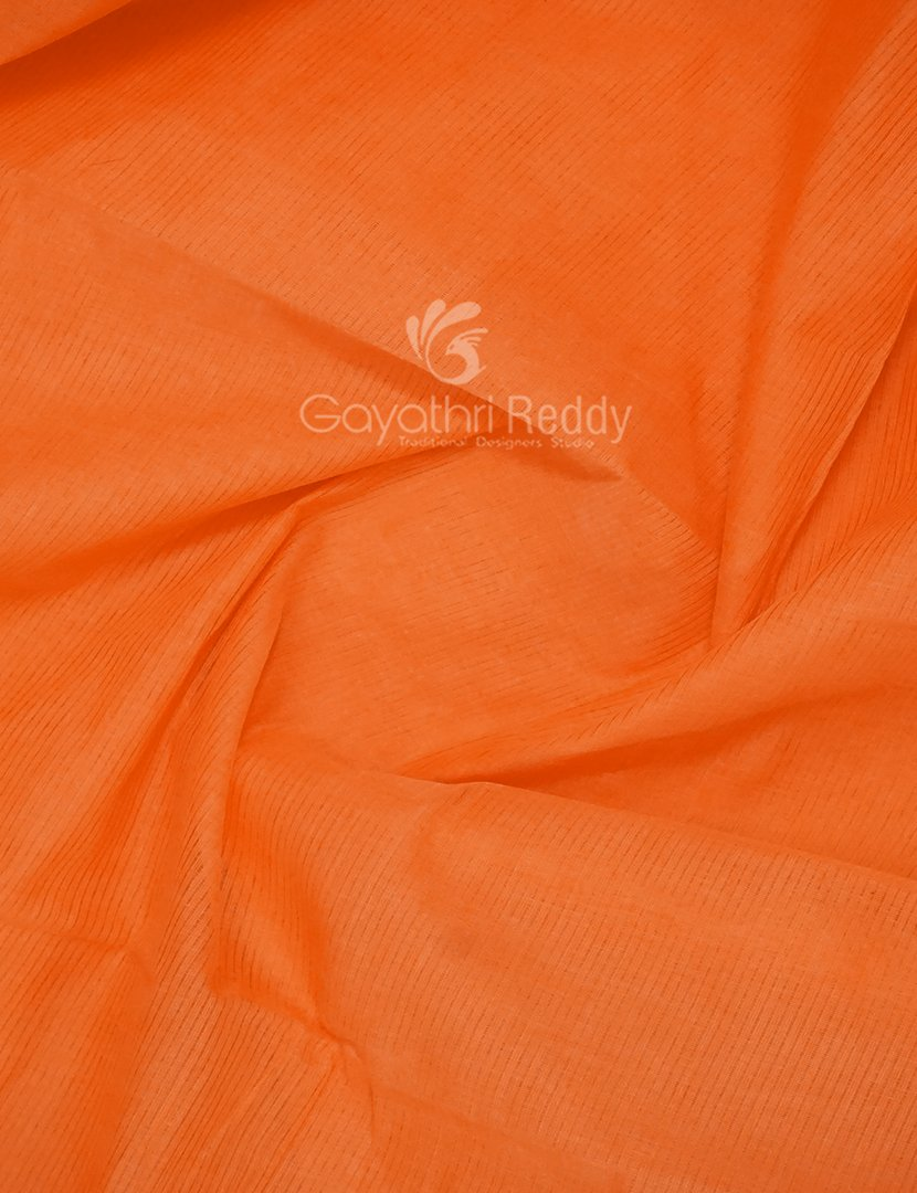 Dual Shades of Orange With Contrast Blouse Pure Mangalgiri Cotton By Gayathri Reddy Designer Studio