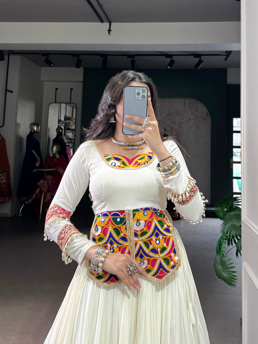 Lorenvalley Fashion White Pure Rayon Multi Colour Patch With Lace Touch Up Lehenga Choli