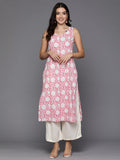 Indo Era Pink Printed Straight Kurta