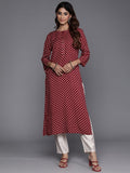 Indo Era Maroon Printed Straight Kurta