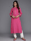 Indo Era Pink Printed Straight Kurta