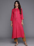 Indo Era Pink Printed Straight Kurta