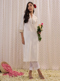 Indo Era Off White Printed Straight Kurta