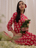 Indo Era Pink Printed Straight Kurta