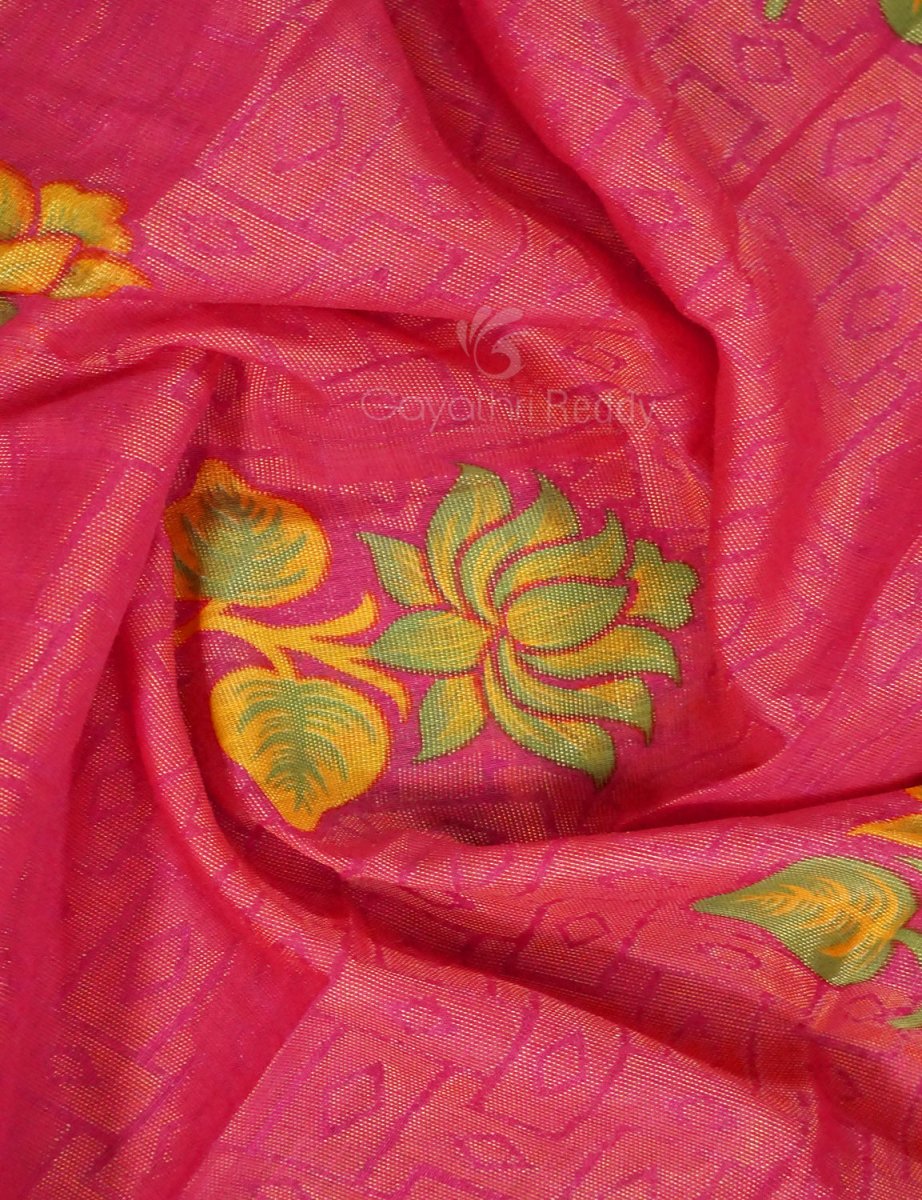 Baby Pink Colour With Leaf Green Blouse Cotton Brasso Saree By Gayathri Reddy Designer Studio