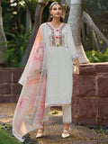Indo Era Off White Embroidered Straight Kurta Trousers With Dupatta set