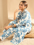 Indo Era White Printed Straight Kurta Trousers set