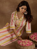 Indo Era Multi Embroidered Straight Kurta Trousers Set