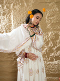 Indo Era White Printed A-Line Kurta Trousers With Dupatta Set