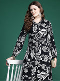 Indo Era Black Printed Straight Kurta Trousers Set