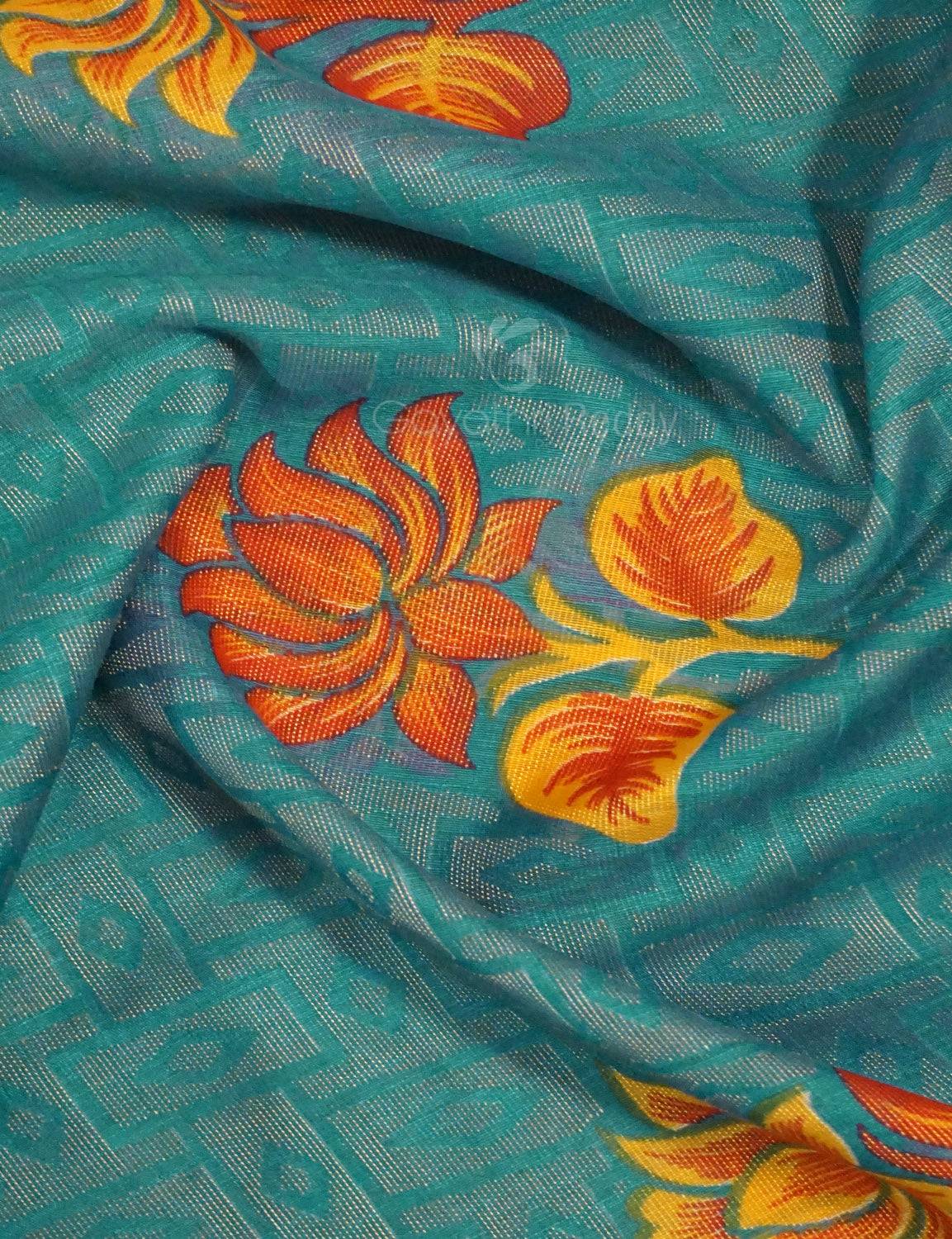 Sea Blue Colour With Tomato Red Blouse Cotton Brasso Saree By Gayathri Reddy Designer Studio