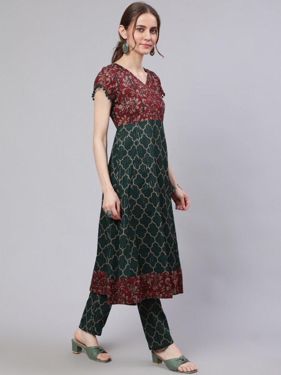 Aks Ethnic Motifs Printed Pure Cotton Anarkali Kurta