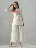 Myshka Women Off White Multicolor Thread Embroidered Co-Ord Set
