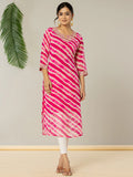 Yufta Pink Georgette Lehriya Embroidery Kurta
