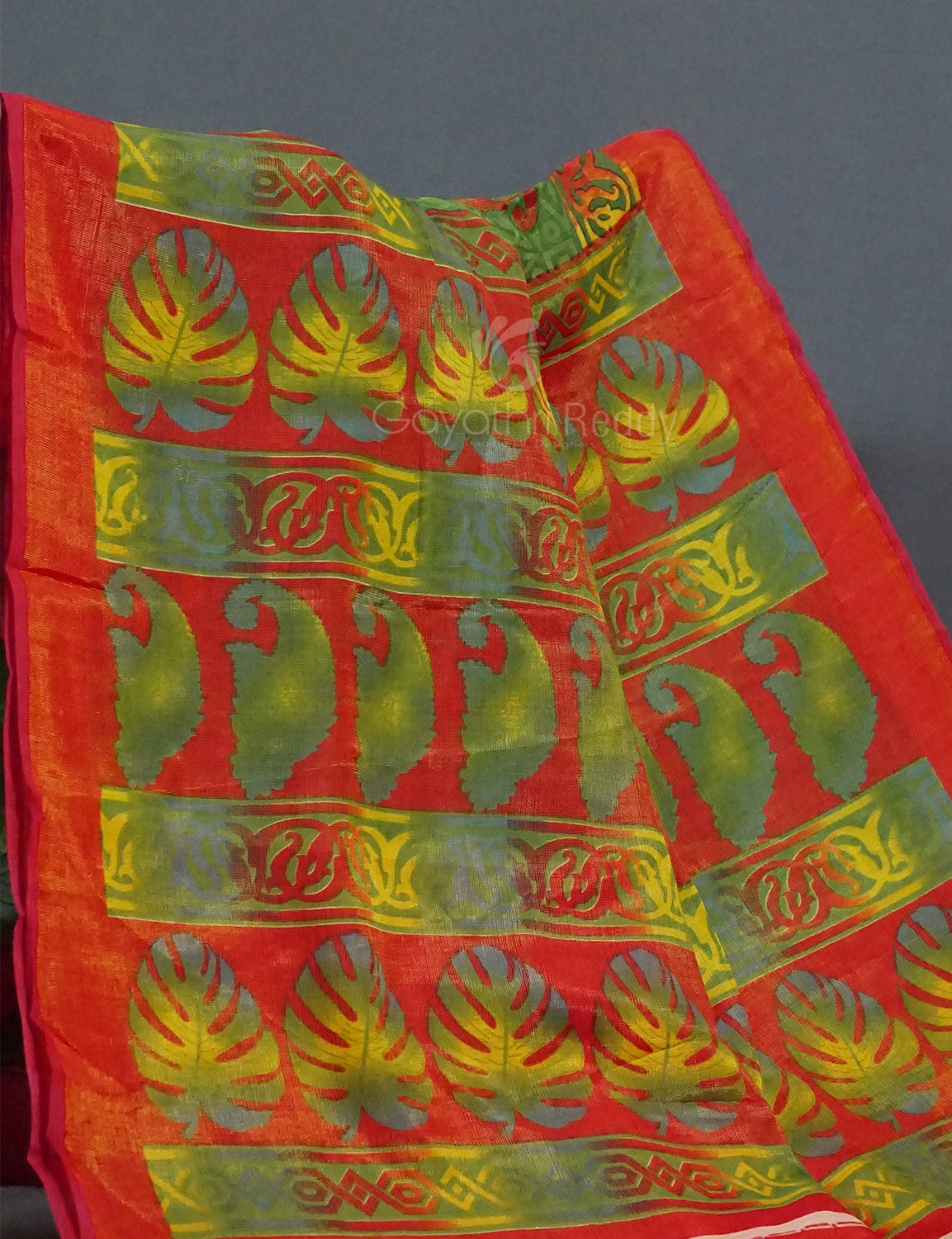 Parrot Green Colour With Orange Blouse Cotton Brasso Saree By Gayathri Reddy Designer Studio