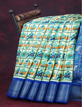 Shades of Cream Colour And Ink Blue Blouse Patola Design Semi Chanderi Saree By Gayathri Reddy Designer Studio