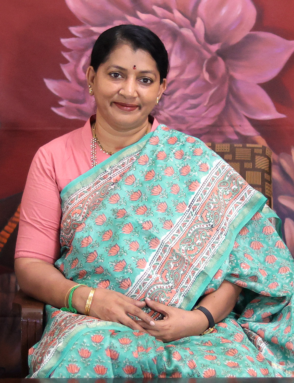 Dazzling Sea Green Colour With Lotus Buttes Pure Chanderi Sico Saree By Gayathri Reddy Designer Studio