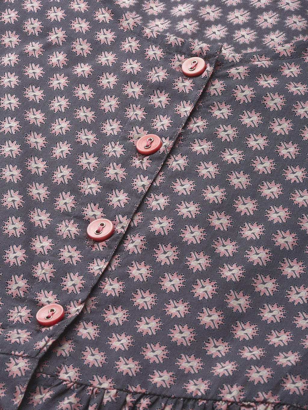 HERE&NOW Women Grey & Pink Floral Print Empire A-Line Kurta