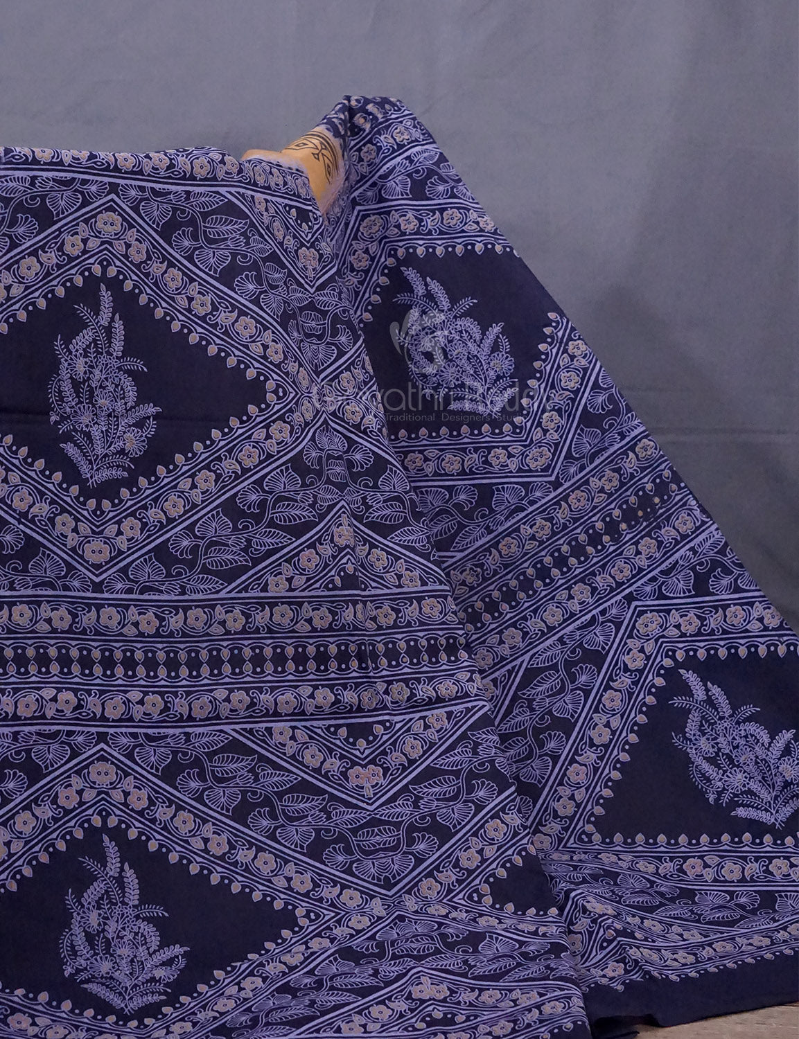 Chikoo Colored Block Print Pure Mulmul Cotton By Gayathri Reddy Designer Studio