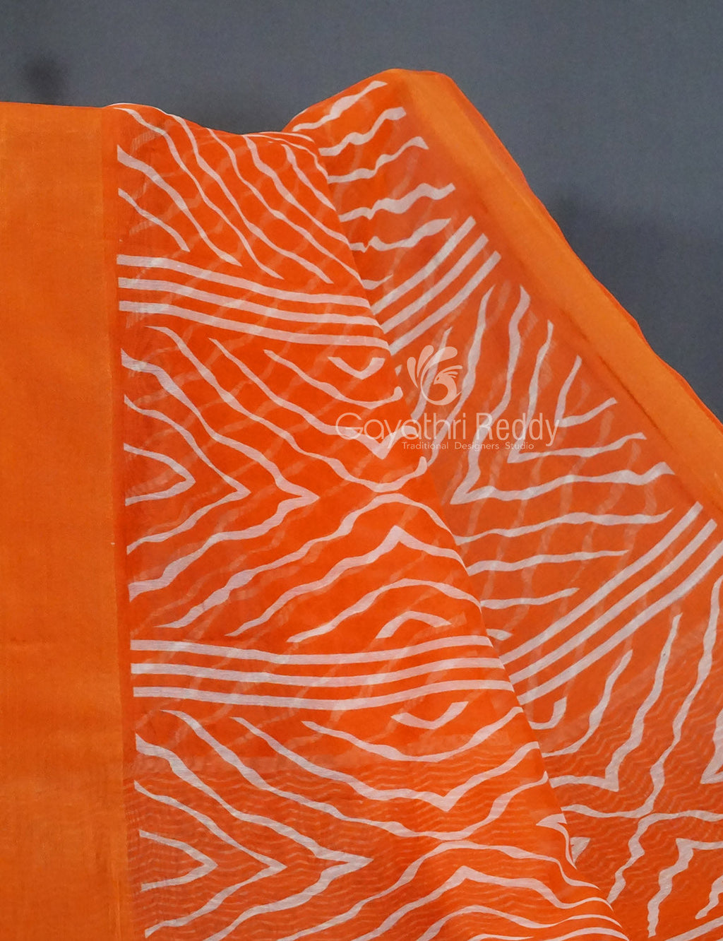 Shades of Orange with Lehariya Design Semi Chanderi Saree By Gayathri Reddy Designer Studio