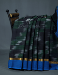 Dual Shades of Black And Bottle Green Mangalagiri Ikkat Cotton Saree By Gayathri Reddy Designer Studio