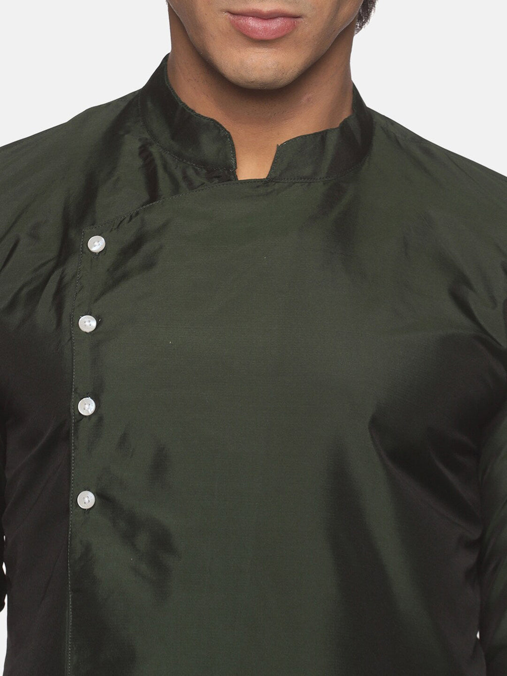 Sethukrishna Men Green Pleated Kurta with Churidar
