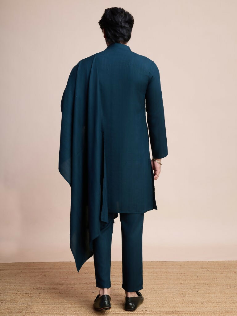 Vastranavya Traditional Festival Wear Viscose Thread & Sequence Embroidered Work Kurta Pant Set - Navy Blue