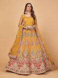 Myra Mustard Soft Net Heavy Embroidered Designer Lehenga