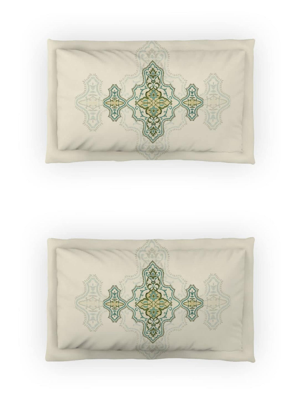 DDecor Green & White Ethnic Motifs Cotton 140 TC King Bedsheet with 2 Pillow Covers